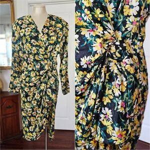 🌼 Vintage Pat Argenti Boutique Floral Dress Shoulder Pads 90s Cottagecore Sz 14
